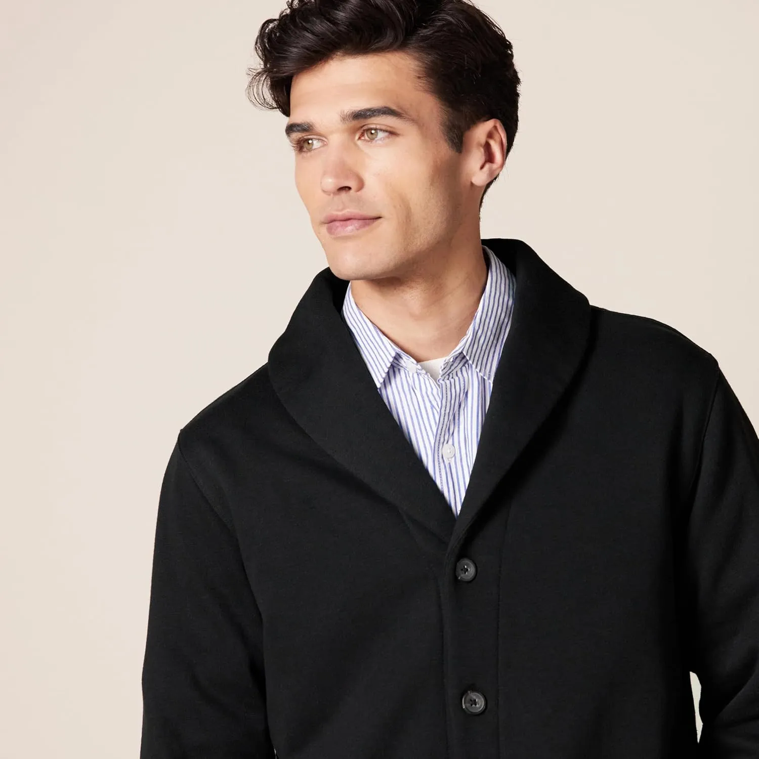 Amazon Essentials Men's Long-Sleeve Fleece Shawl-Collar Cardigan