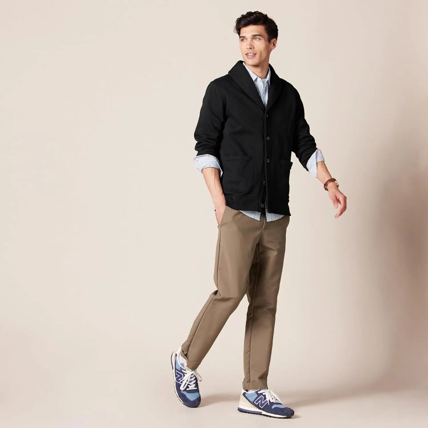 Amazon Essentials Men's Long-Sleeve Fleece Shawl-Collar Cardigan