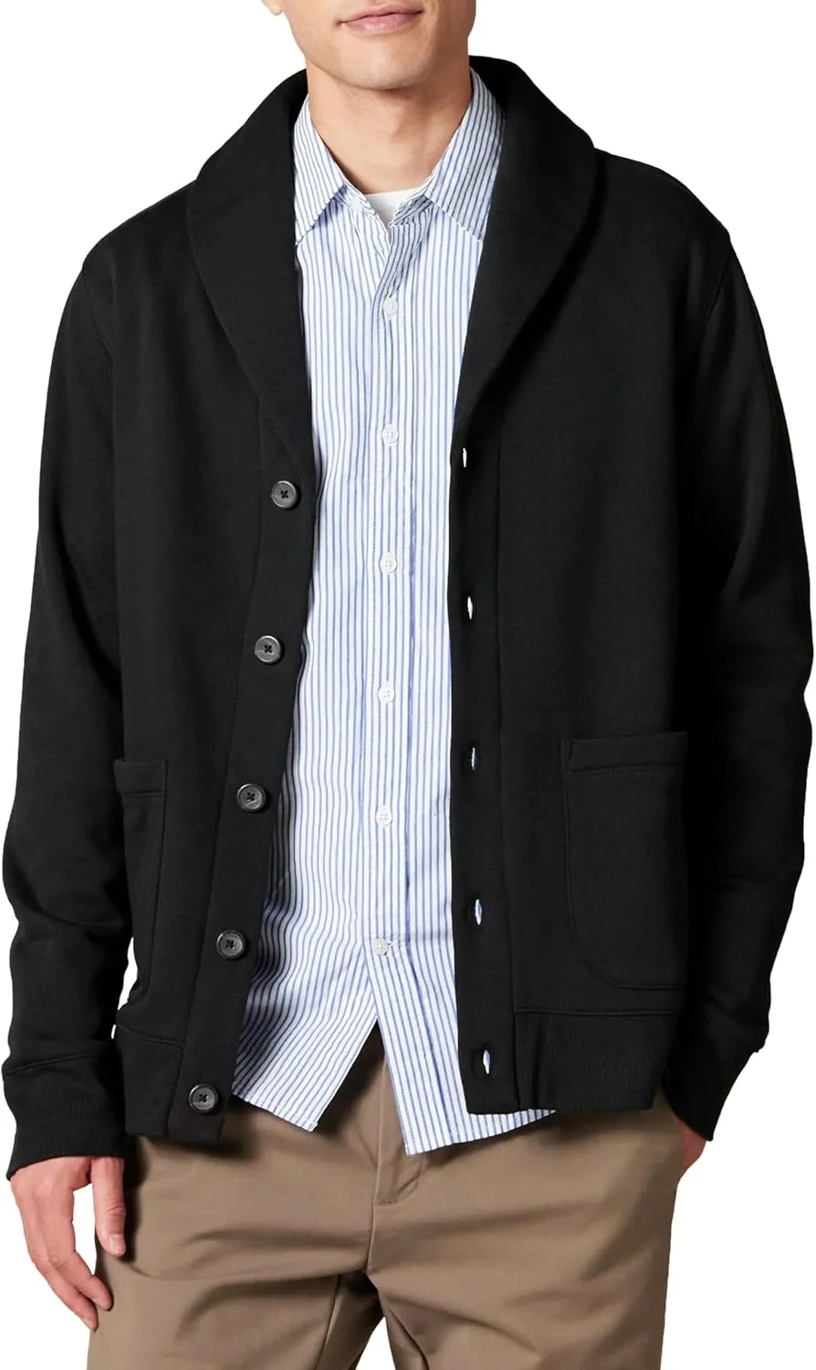 Amazon Essentials Men's Long-Sleeve Fleece Shawl-Collar Cardigan