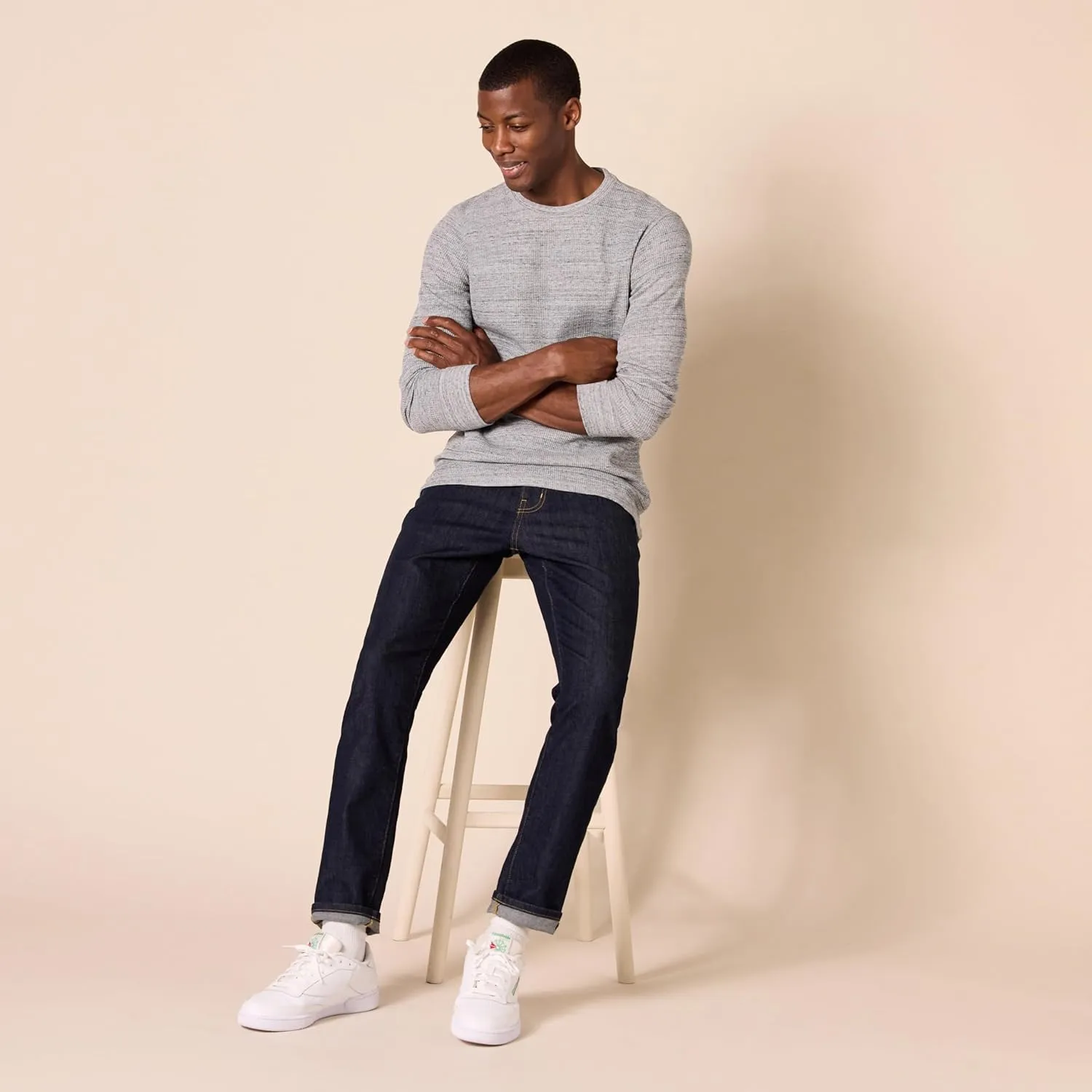 Amazon Essentials Men's Regular-Fit Long-Sleeve Waffle Shirt