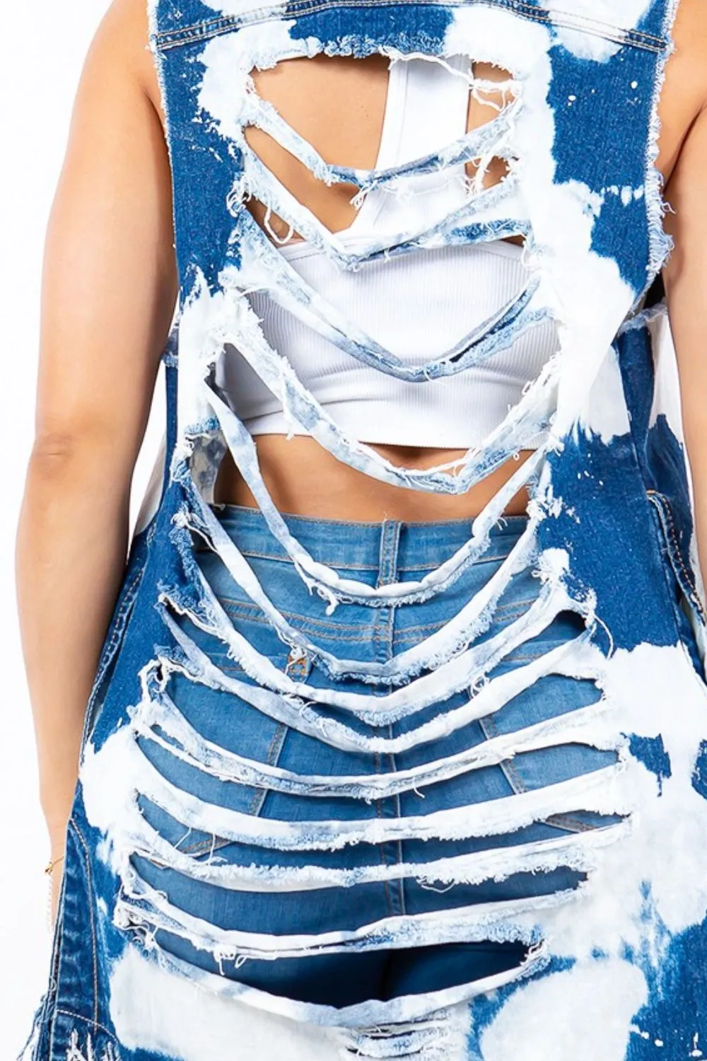 American Bazi Denim Vest - Frayed Edge, Button-Up Style