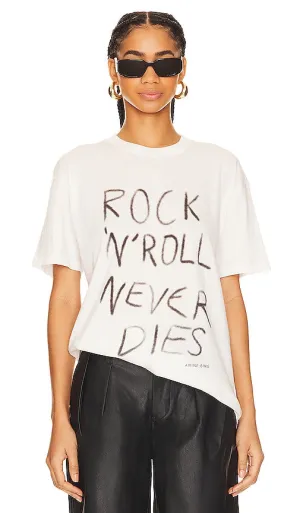 ANINE BING Walker Tee Rock N Roll in White