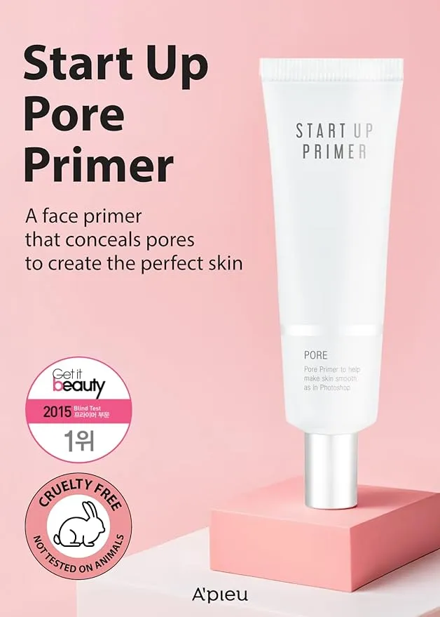 A'PIEU Start Up Pore Primer - Pore Minimizer and Oily Skin Control Formula - Lightweight, Non-Sticky, Hydrating, Wrinkle Filler with Soothing Herbal Extracts
