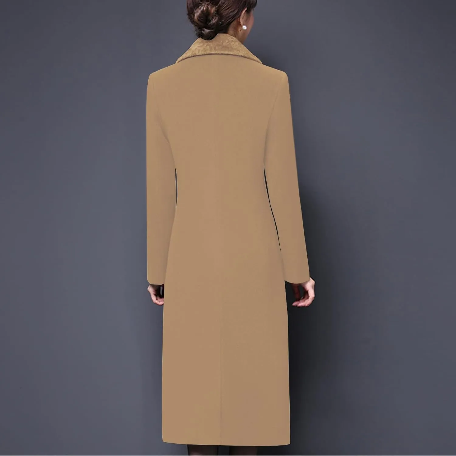 Aprsfn Women's Winter Wool Coats Double-breasted Notched Lapel Warm Jackets Midi Long Peacoat Long Sleeve Pea Coats