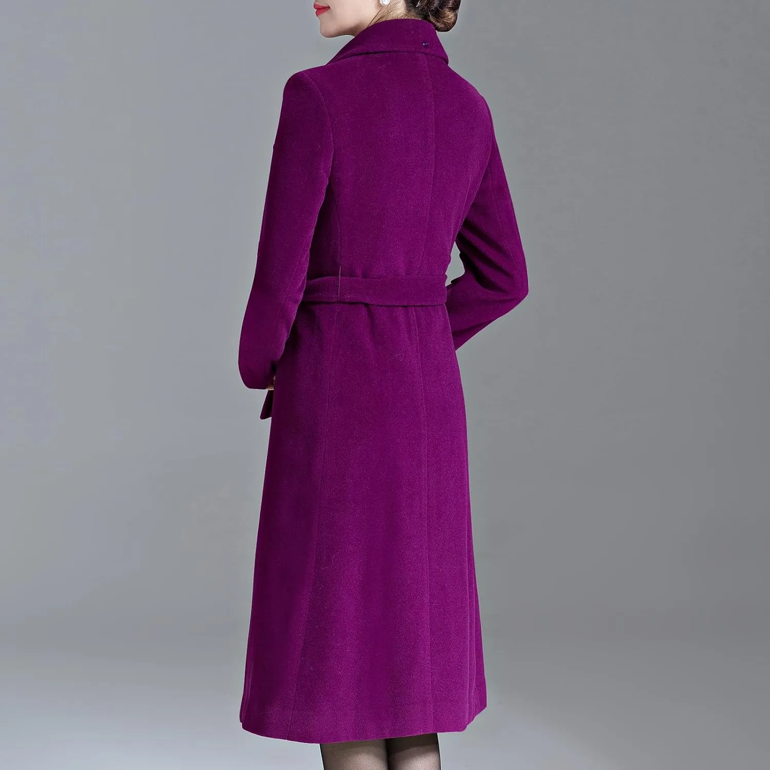 Aprsfn Women's Winter Wool Coats Warm Double-breasted Notched Lapel Jackets Midi Long Peacoat Long Sleeve Pea Coats