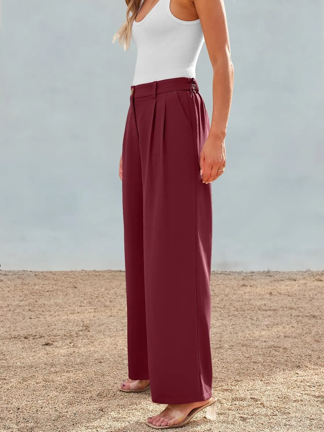 AUTOMET Women Wide Leg Dress Pants High Waisted Loose Fit Business Casual Work Trousers with Pockets 2025