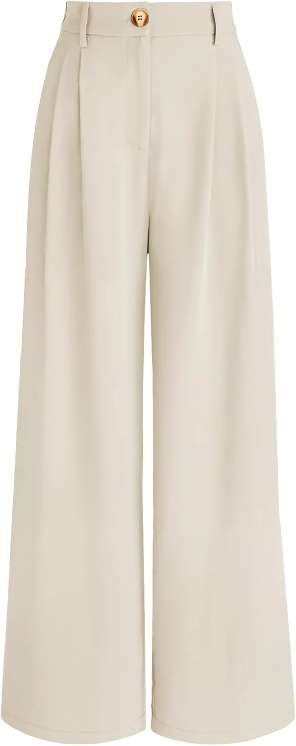 AUTOMET Women Wide Leg Dress Pants High Waisted Loose Fit Business Casual Work Trousers with Pockets 2025