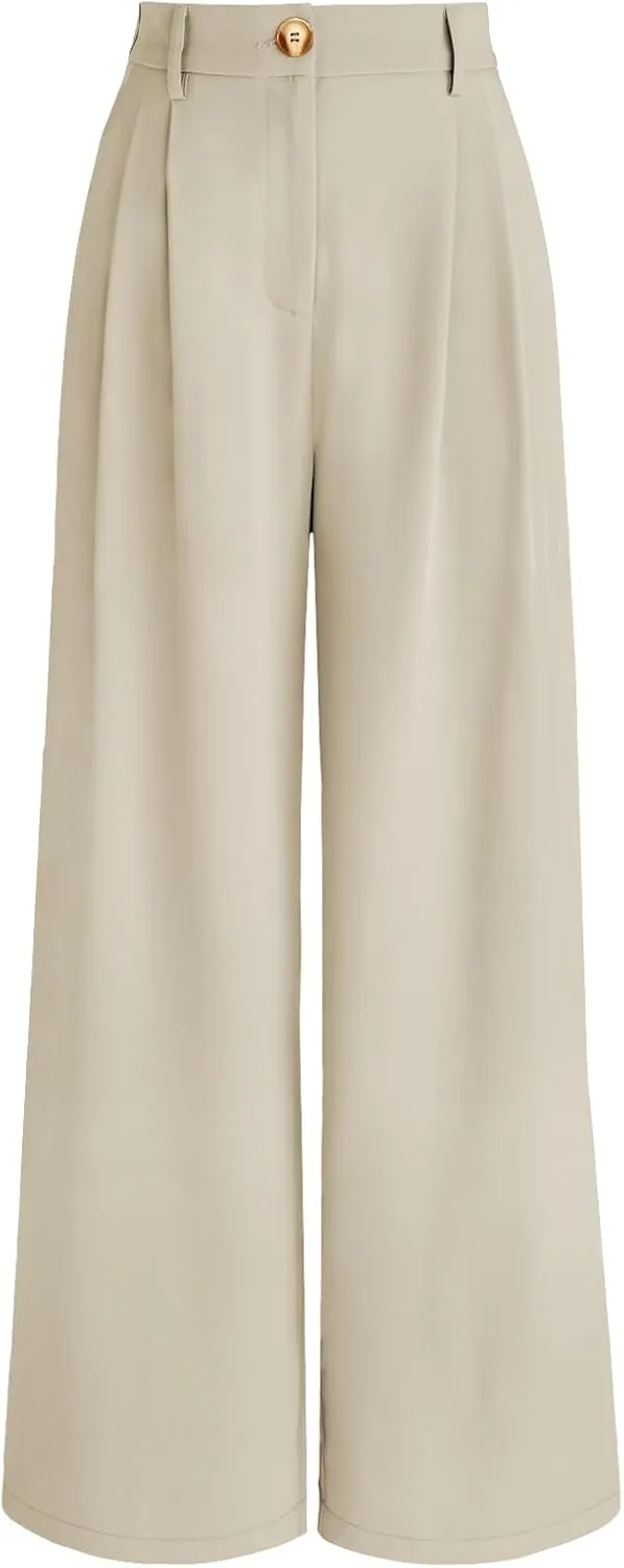 AUTOMET Women Wide Leg Dress Pants High Waisted Loose Fit Business Casual Work Trousers with Pockets 2025