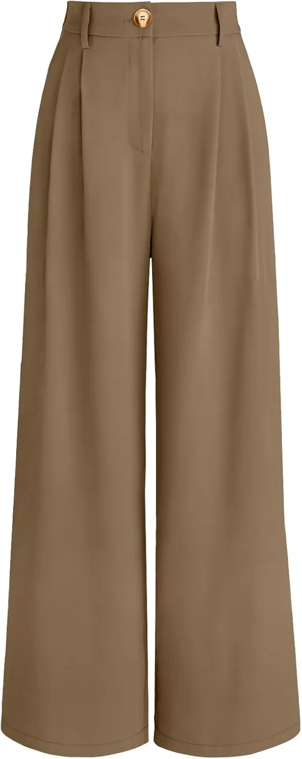 AUTOMET Women Wide Leg Dress Pants High Waisted Loose Fit Business Casual Work Trousers with Pockets 2025