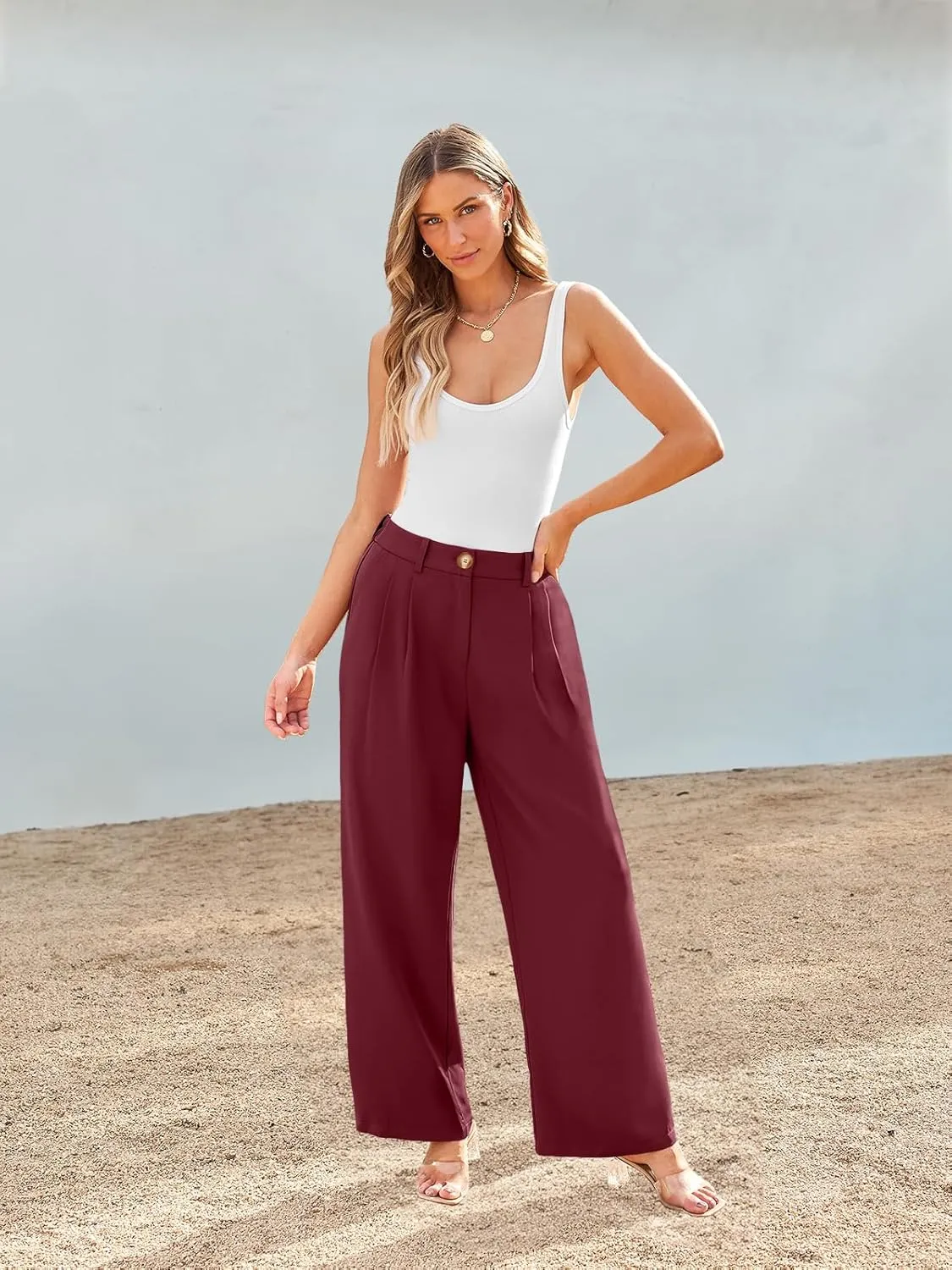 AUTOMET Women Wide Leg Dress Pants High Waisted Loose Fit Business Casual Work Trousers with Pockets 2025