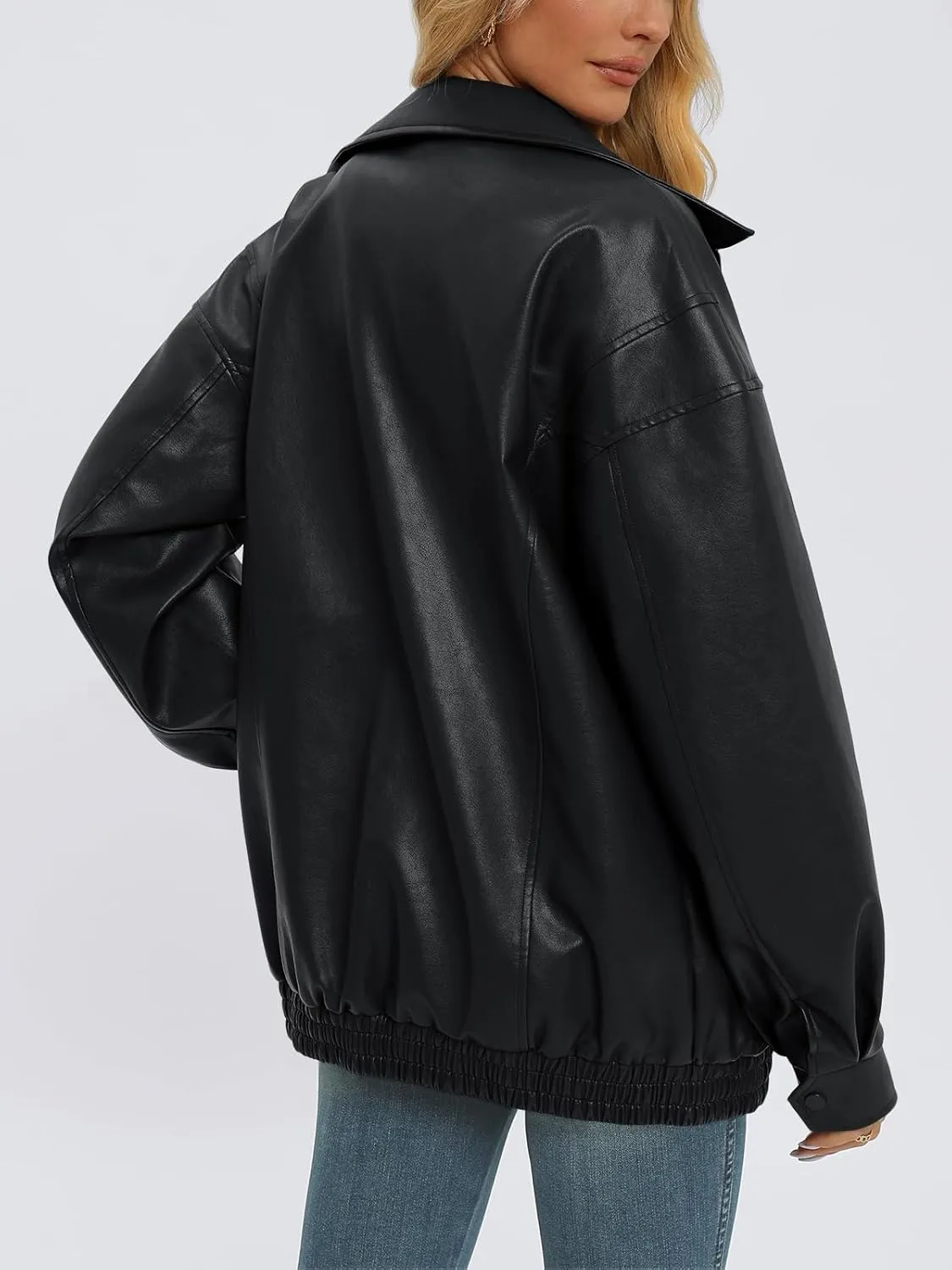 AUTOMET Women's Oversized Leather Jackets Faux Suede 2024 Fall Zip Up Motorcycle Coats Blazer Jackets for Women Outfits