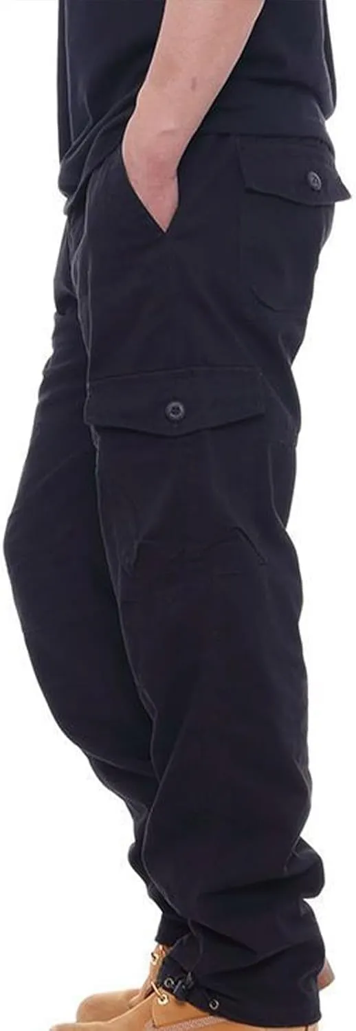 Aymnlox Mens Tactical Cargo Pants Casual Loose Fit Outdoor Sweatpants with Multiple Pockets Pants Straight Leg Workout Pants