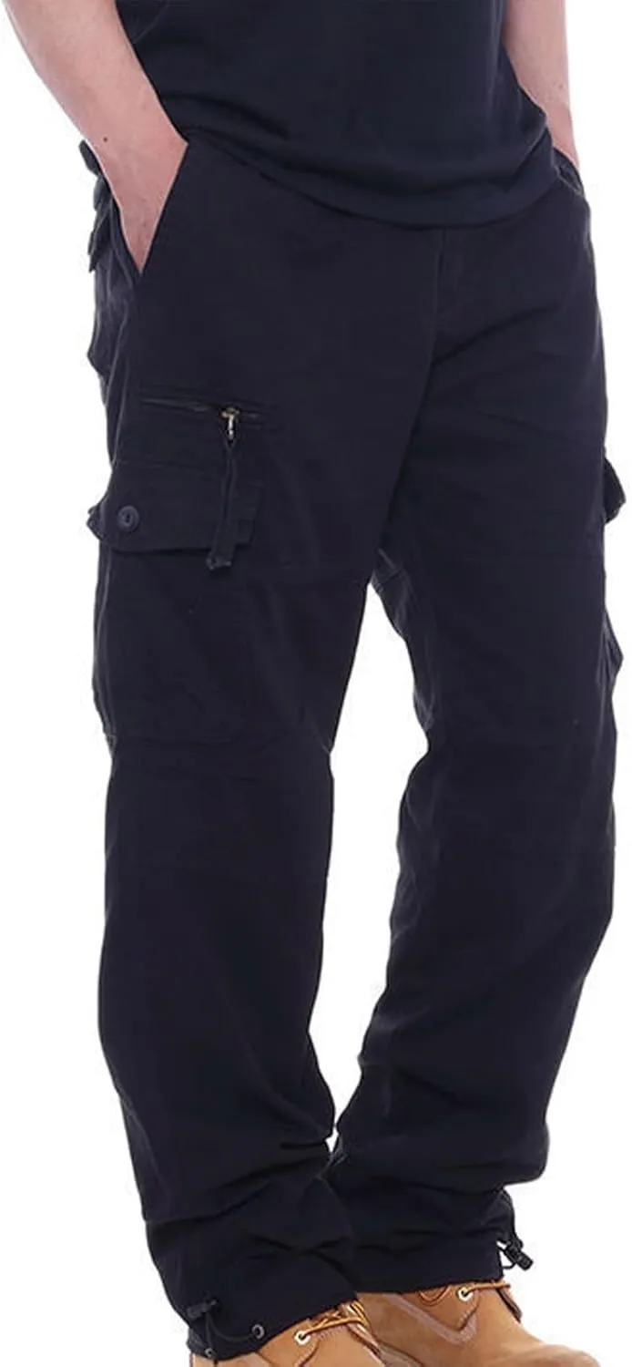 Aymnlox Mens Tactical Cargo Pants Casual Loose Fit Outdoor Sweatpants with Multiple Pockets Pants Straight Leg Workout Pants