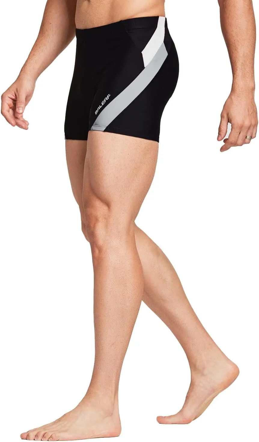 baleaf Men's Square Leg Athletic Swim Jammers Durable Training Splice Team Swimsuit
