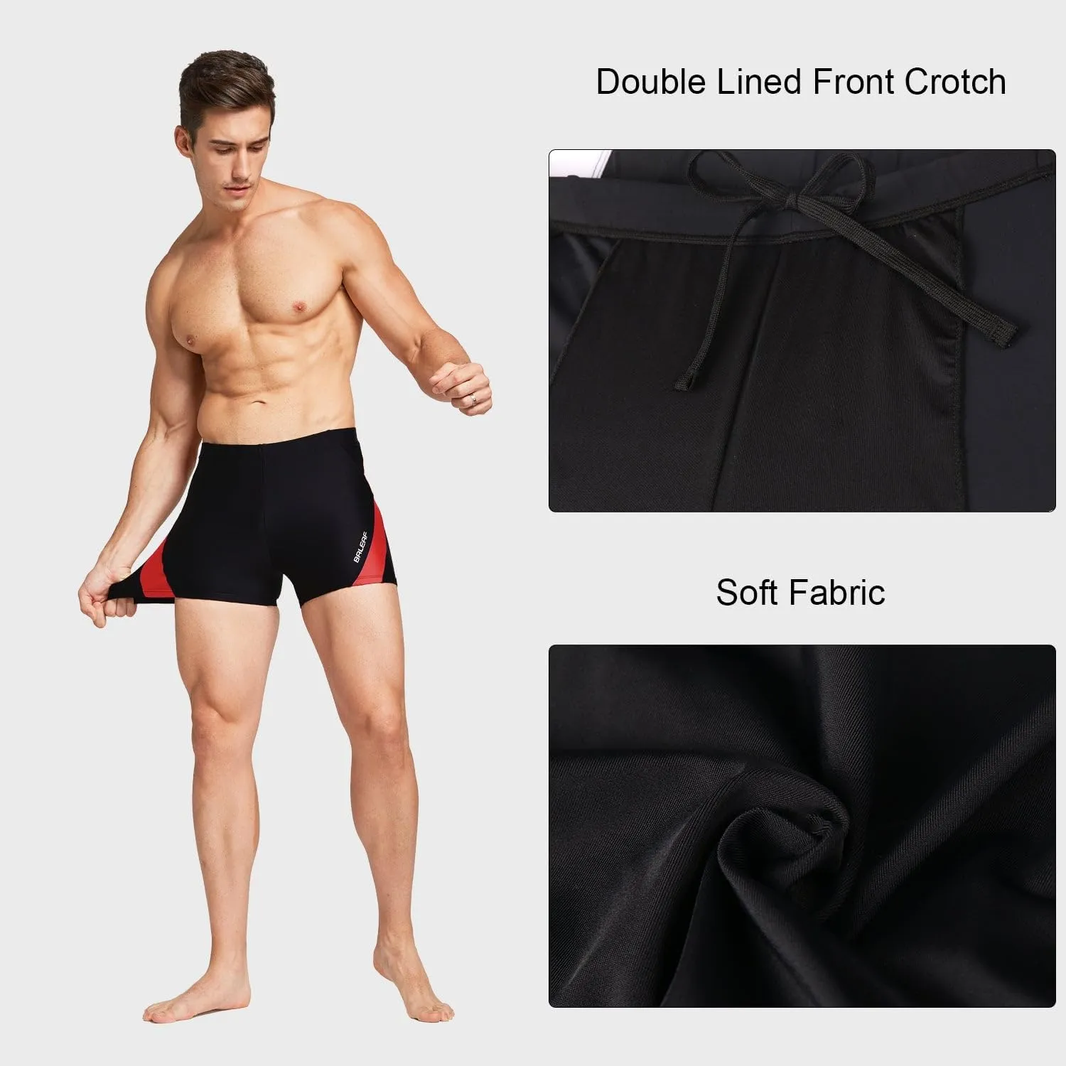 baleaf Men's Square Leg Athletic Swim Jammers Durable Training Splice Team Swimsuit