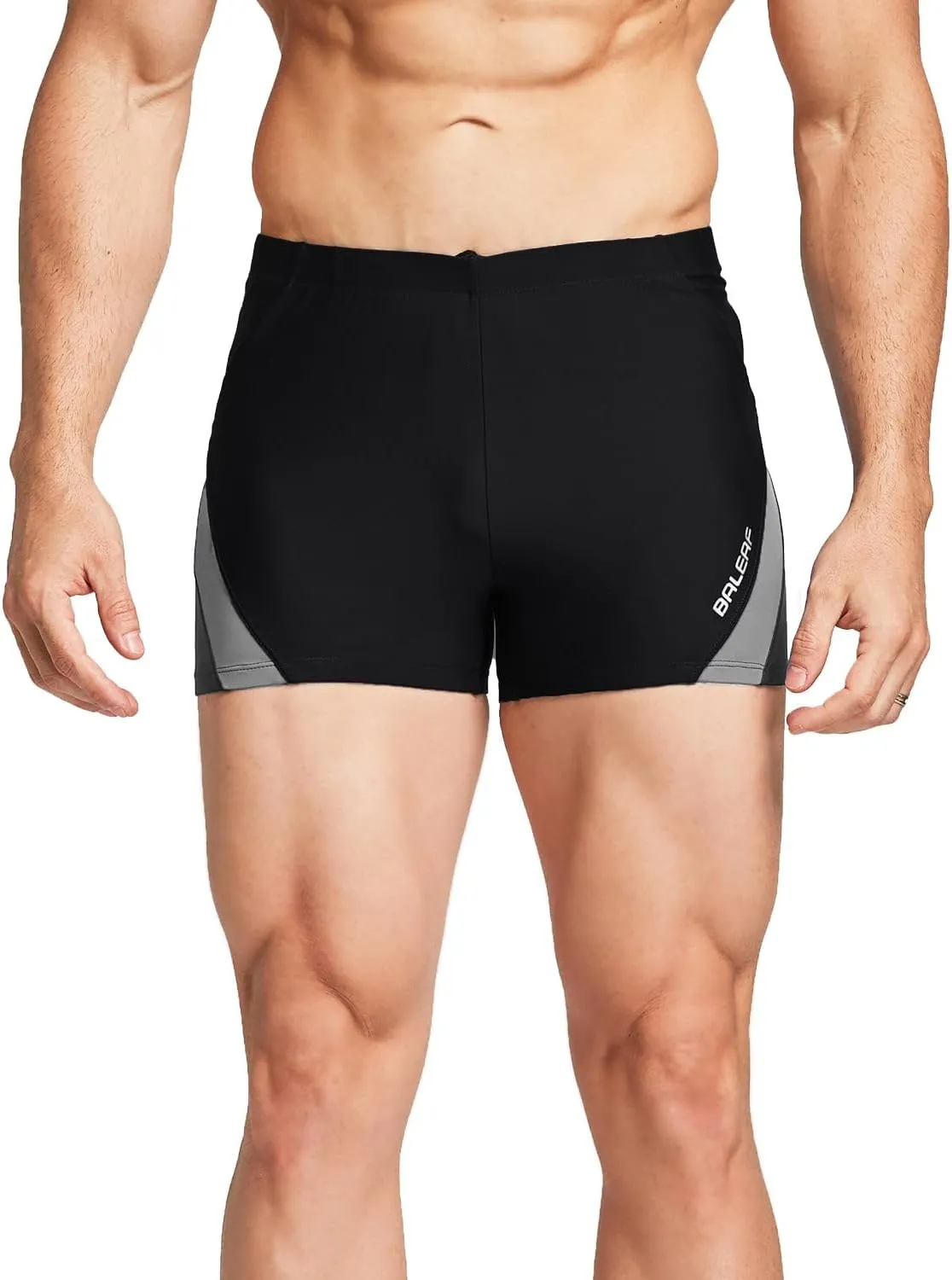 baleaf Men's Square Leg Athletic Swim Jammers Durable Training Splice Team Swimsuit