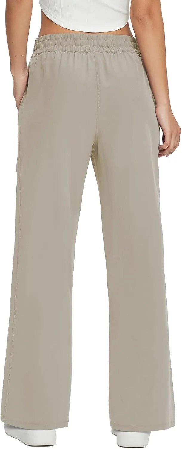 baleaf Women's 21" 30" Wide Leg Pants Capris Athletic Casual with Pockets Drawstring Quick Dry Walking Workout UPF50 