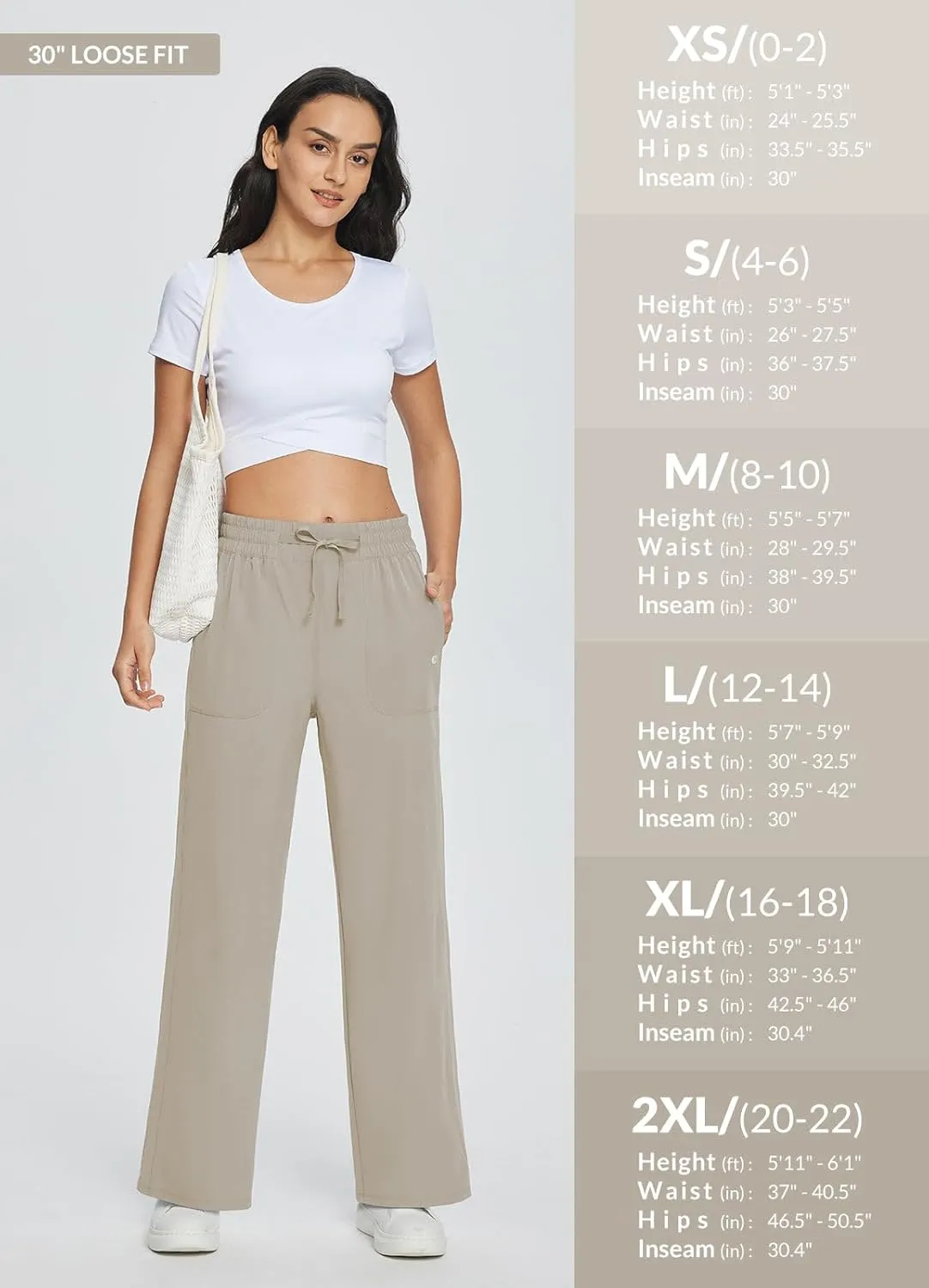 baleaf Women's 21" 30" Wide Leg Pants Capris Athletic Casual with Pockets Drawstring Quick Dry Walking Workout UPF50 