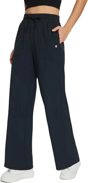 baleaf Women's 21" 30" Wide Leg Pants Capris Athletic Casual with Pockets Drawstring Quick Dry Walking Workout UPF50 