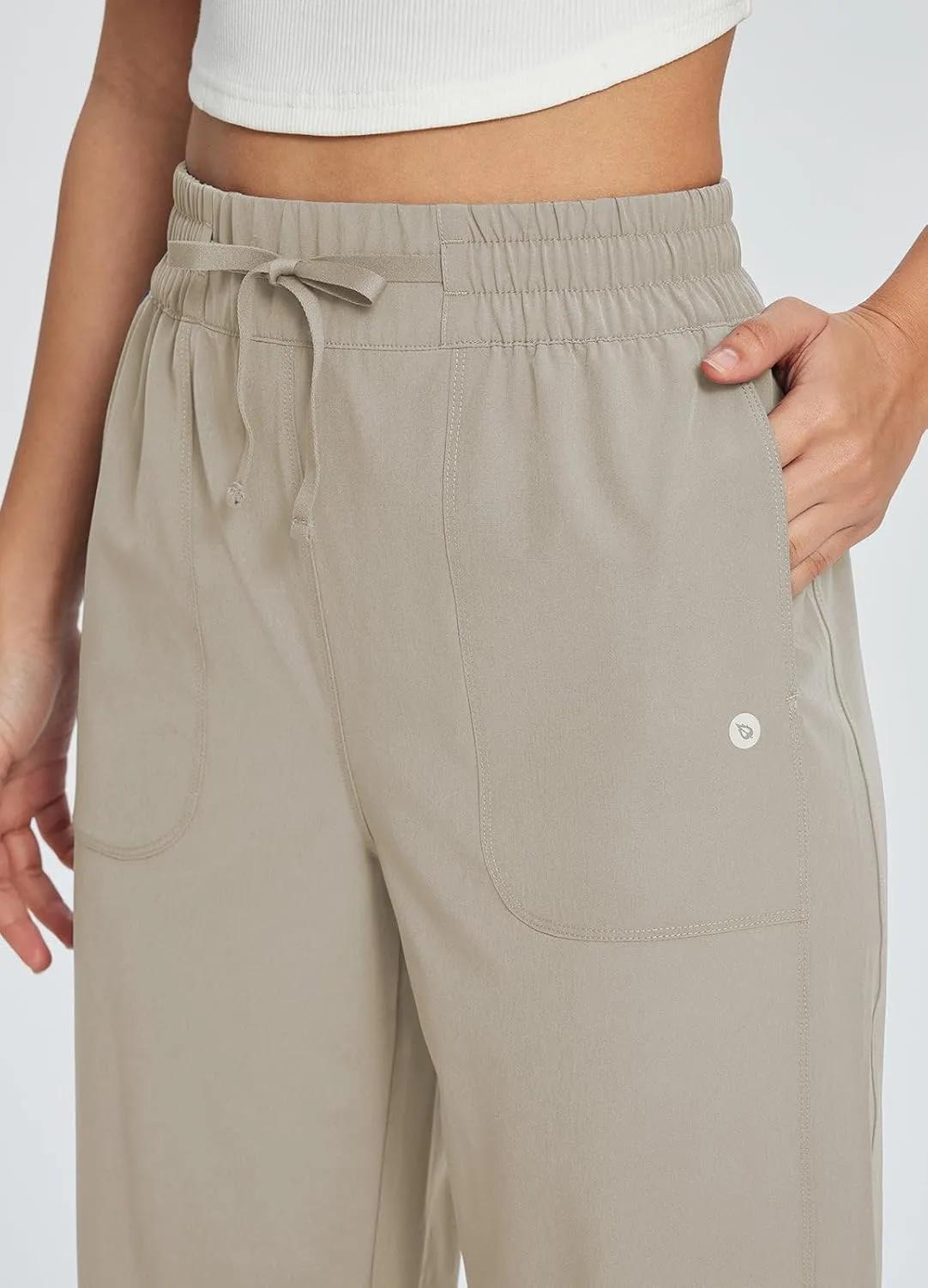 baleaf Women's 21" 30" Wide Leg Pants Capris Athletic Casual with Pockets Drawstring Quick Dry Walking Workout UPF50 