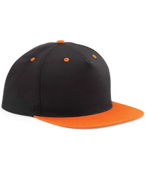 Beechfield 5 Panel Contrast Snapback | Black/Orange