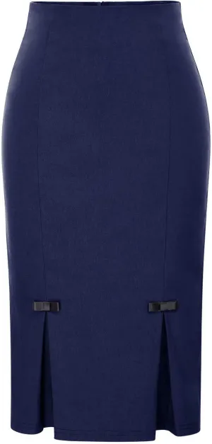 Belle Poque Women Midi High Waist Office Stretchy Pencil Skirt with Bow-Knot BP587