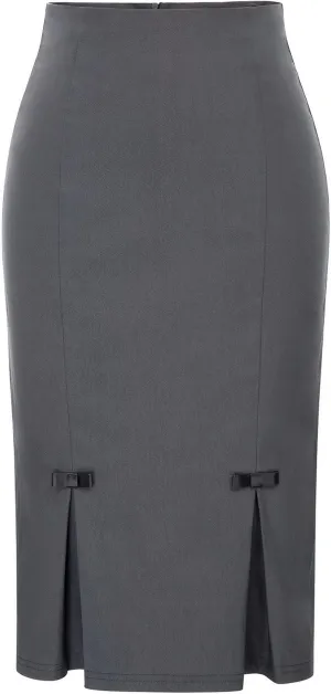 Belle Poque Women Midi High Waist Office Stretchy Pencil Skirt with Bow-Knot BP587