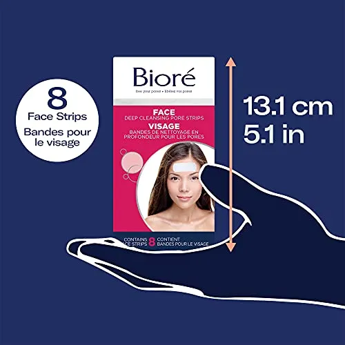 Bioré Deep Cleansing Pore Strips for Instant Facial Pore Unclogging and Blackhead Removal (8 Count)