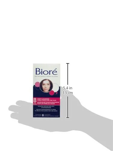 Bioré Deep Cleansing Pore Strips for Instant Facial Pore Unclogging and Blackhead Removal (8 Count)