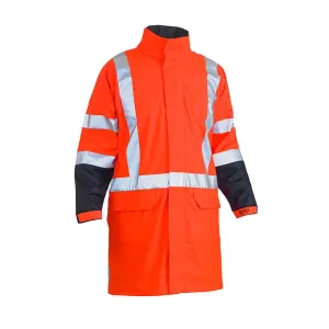 Bisley BJ6955XT 3M X Taped Two Tone Hi-Vis Stretch PU Rain Coat Orange