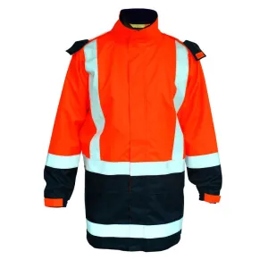 Bisley BJ6966T Hi-Vis Taped Rain Jacket Orange/Navy