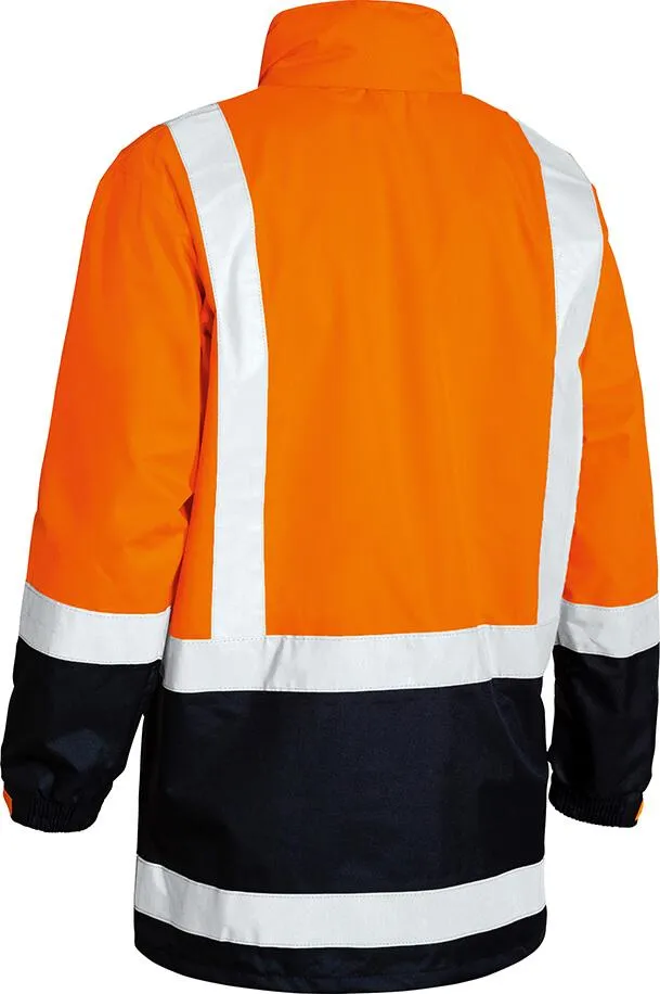 Bisley BJ6966T Hi-Vis Taped Rain Jacket Orange/Navy