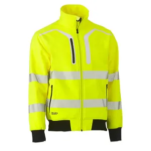Bisley BJ6979T Hi-Vis Taped Soft Shell Bomber Jacket Yellow