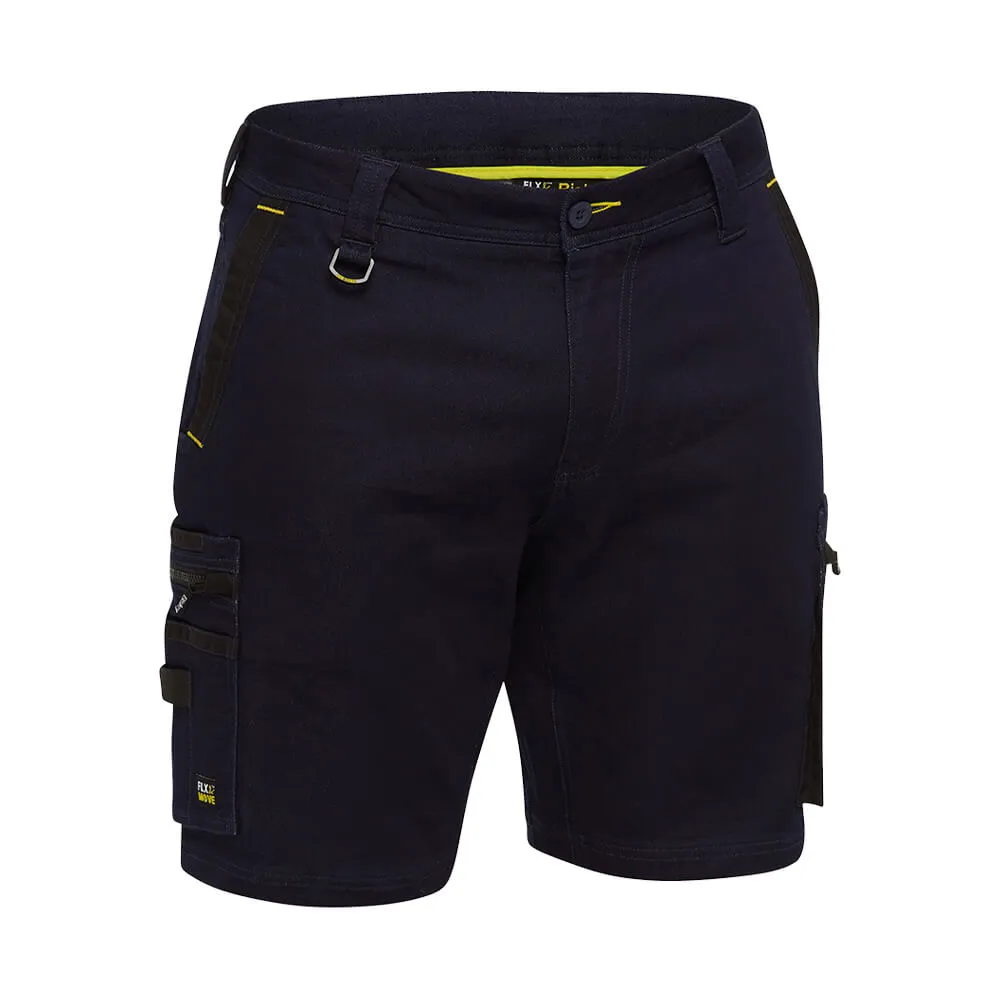Bisley BSHC1335 Flex & Move Stretch Denim Zip Cargo Shorts Denim