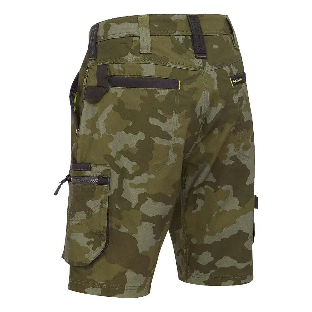 Bisley BSHC1337 Canvas Camo Cargo Short Green - Limited Edition