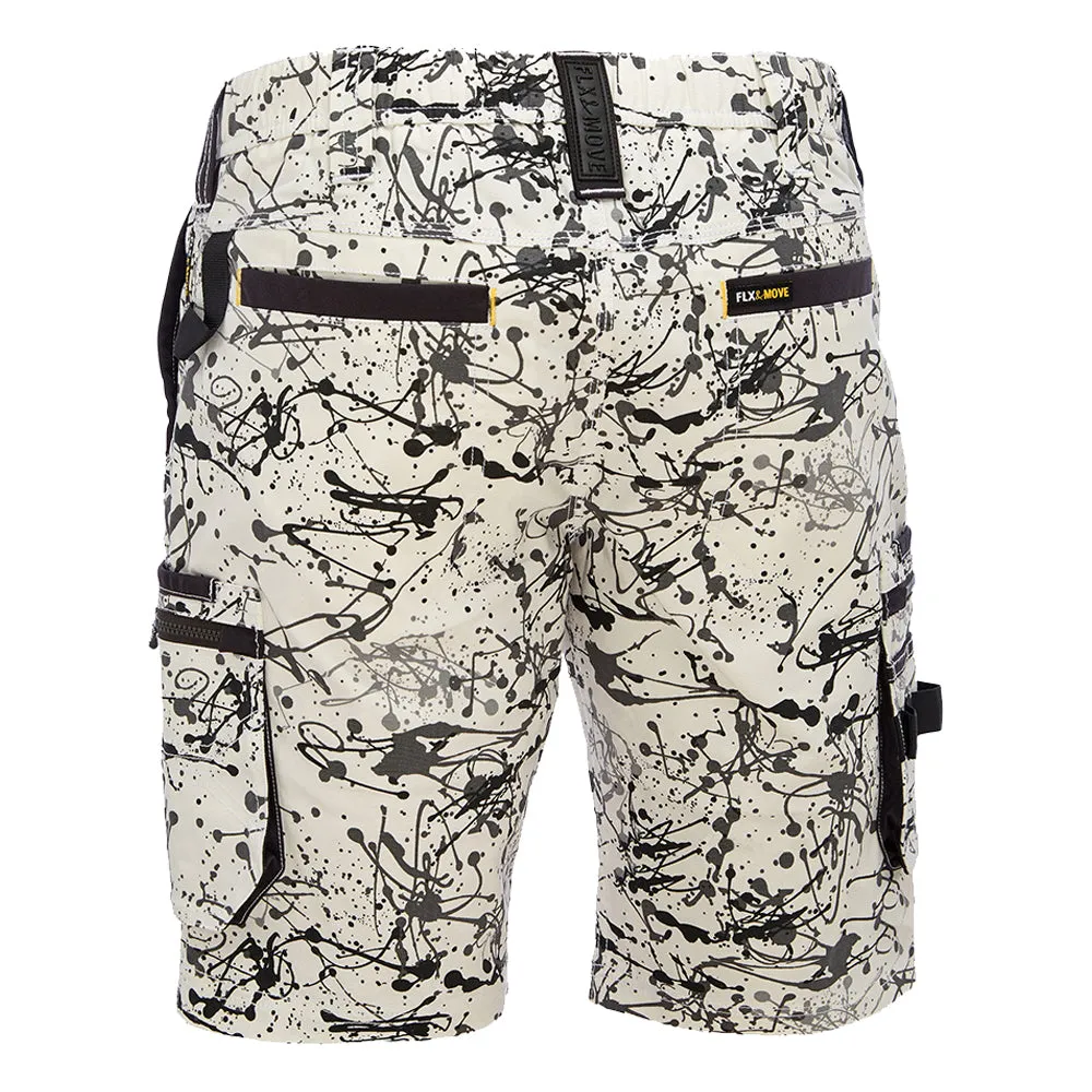 Bisley BSHC1337 Canvas Camo Cargo Short Grey Paint Splatter - Limited Edition