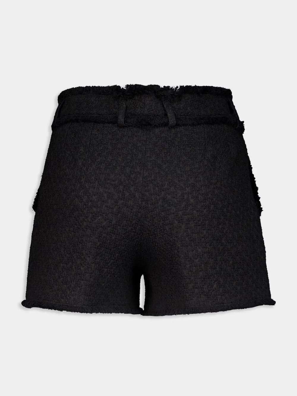 Black Raschel Tweed Shorts