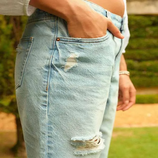 Bleach Ripped Denim Bermuda Shorts