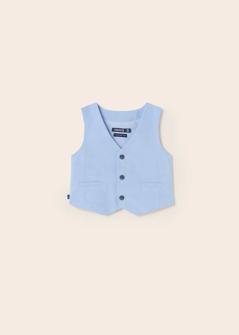 Blue Dressy Linen Vest & Short Set By Mayoral
