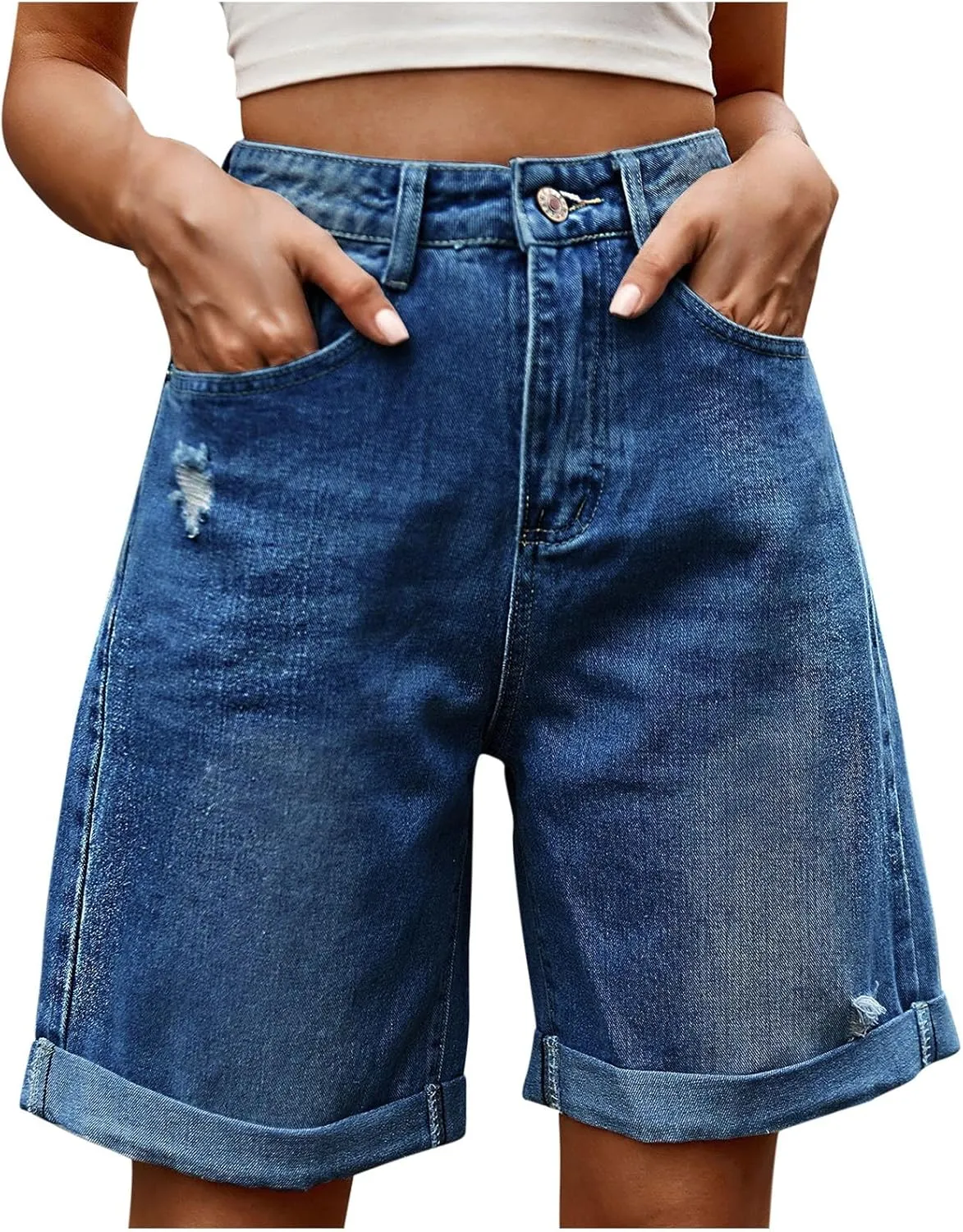 Borniu Women Stretchy Jean Shorts High Waisted Denim Short for Women Chino Y2K Shorts Women's Summer Jorts Jeans