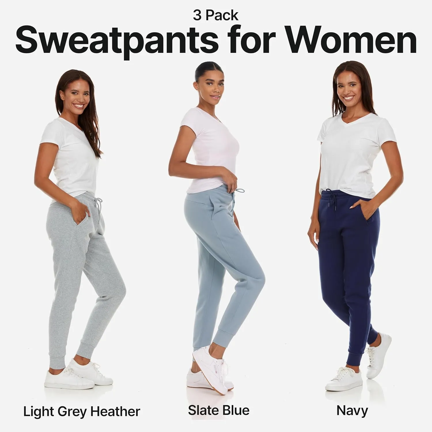 BottomLine 3 Pack Sweatpants Women, Comfortable Womens Sweatpants, Fleece Womens Joggers (Available in Plus)