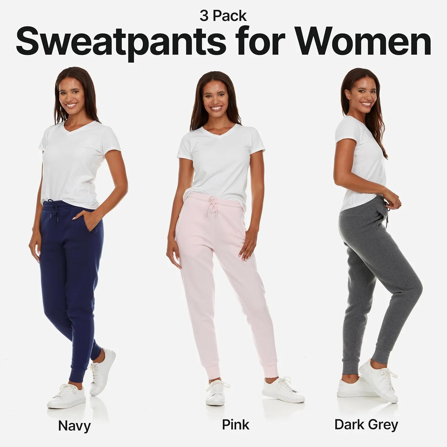BottomLine 3 Pack Sweatpants Women, Comfortable Womens Sweatpants, Fleece Womens Joggers (Available in Plus)