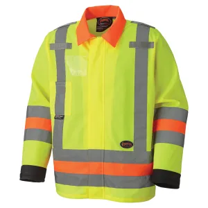 Breathable Traffic Control Safety Jackets, Polyester, High Visibility Lime-Yellow, 2X-Large