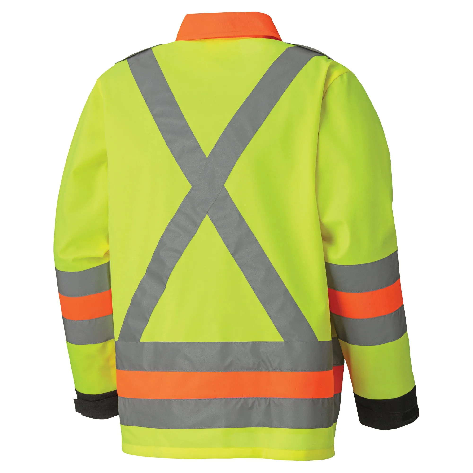Breathable Traffic Control Safety Jackets, Polyester, High Visibility Lime-Yellow, 2X-Large
