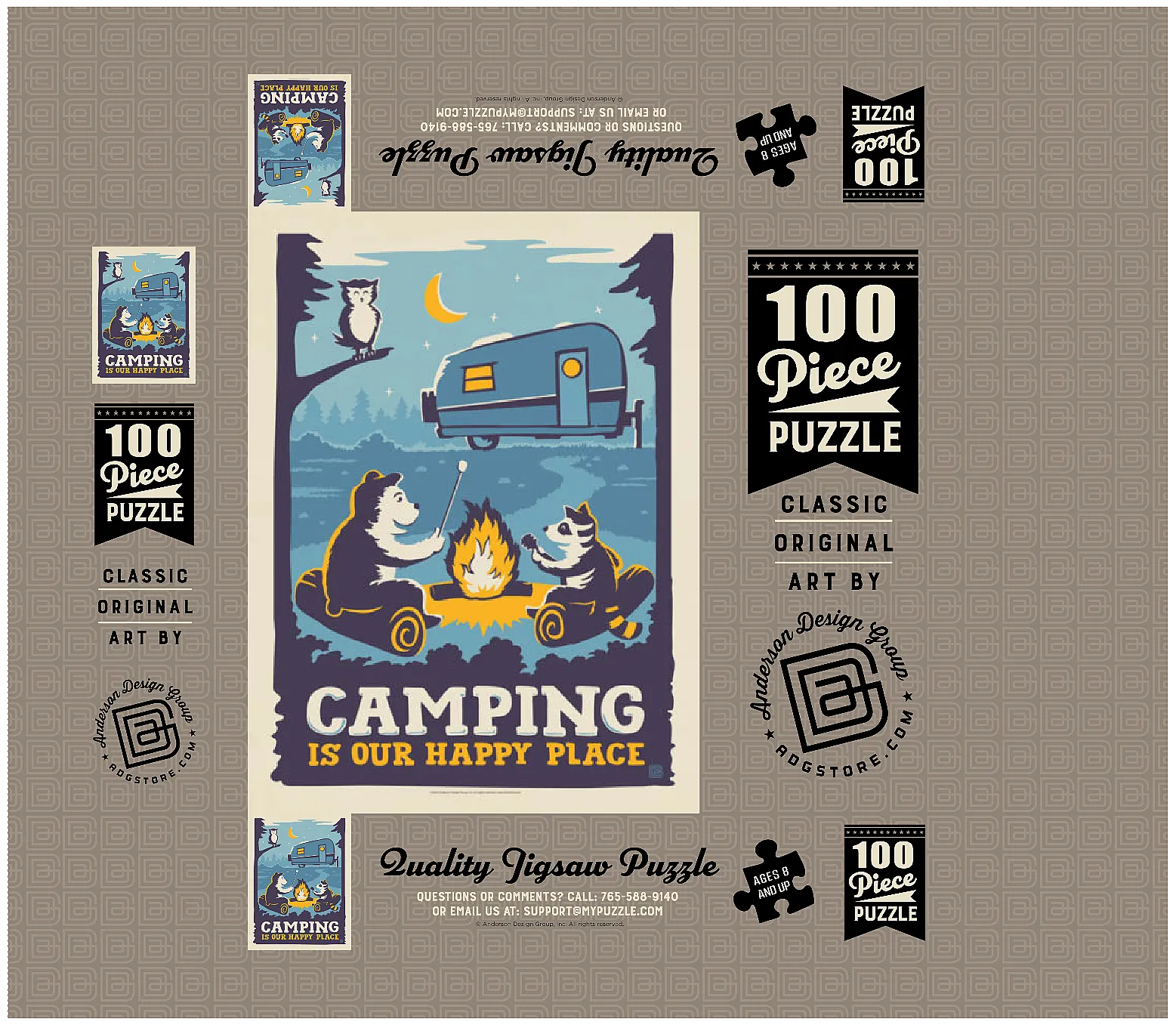 Camping Is Our Happy Place! (Cartoon Critters), Vintage Poster