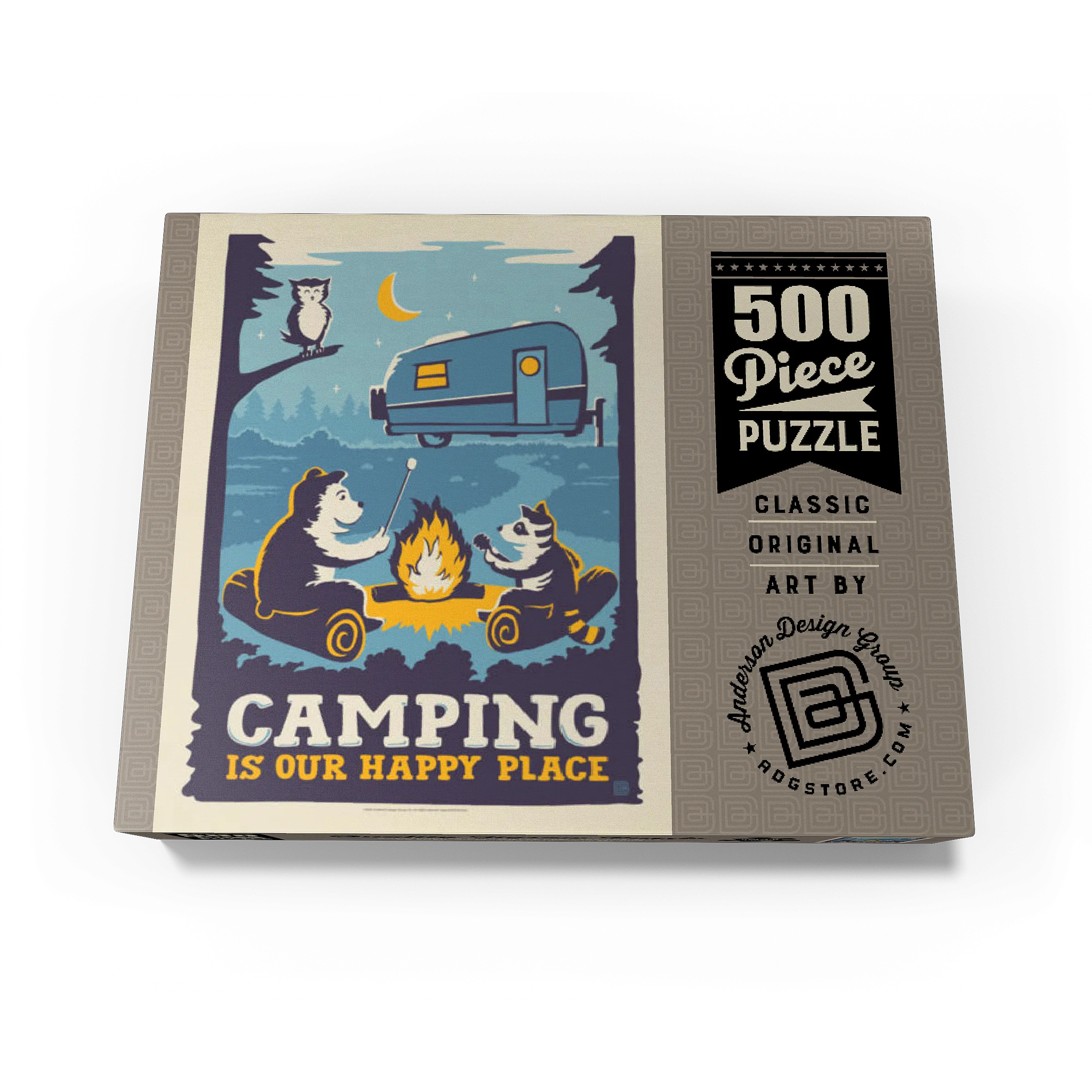 Camping Is Our Happy Place! (Cartoon Critters), Vintage Poster
