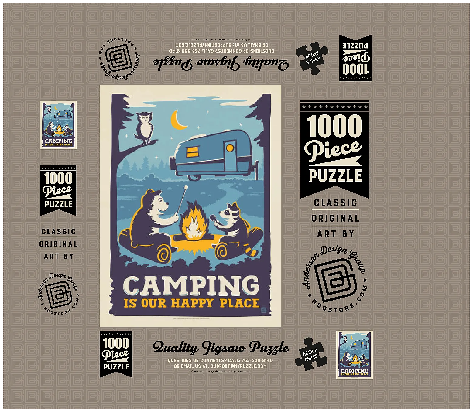 Camping Is Our Happy Place! (Cartoon Critters), Vintage Poster