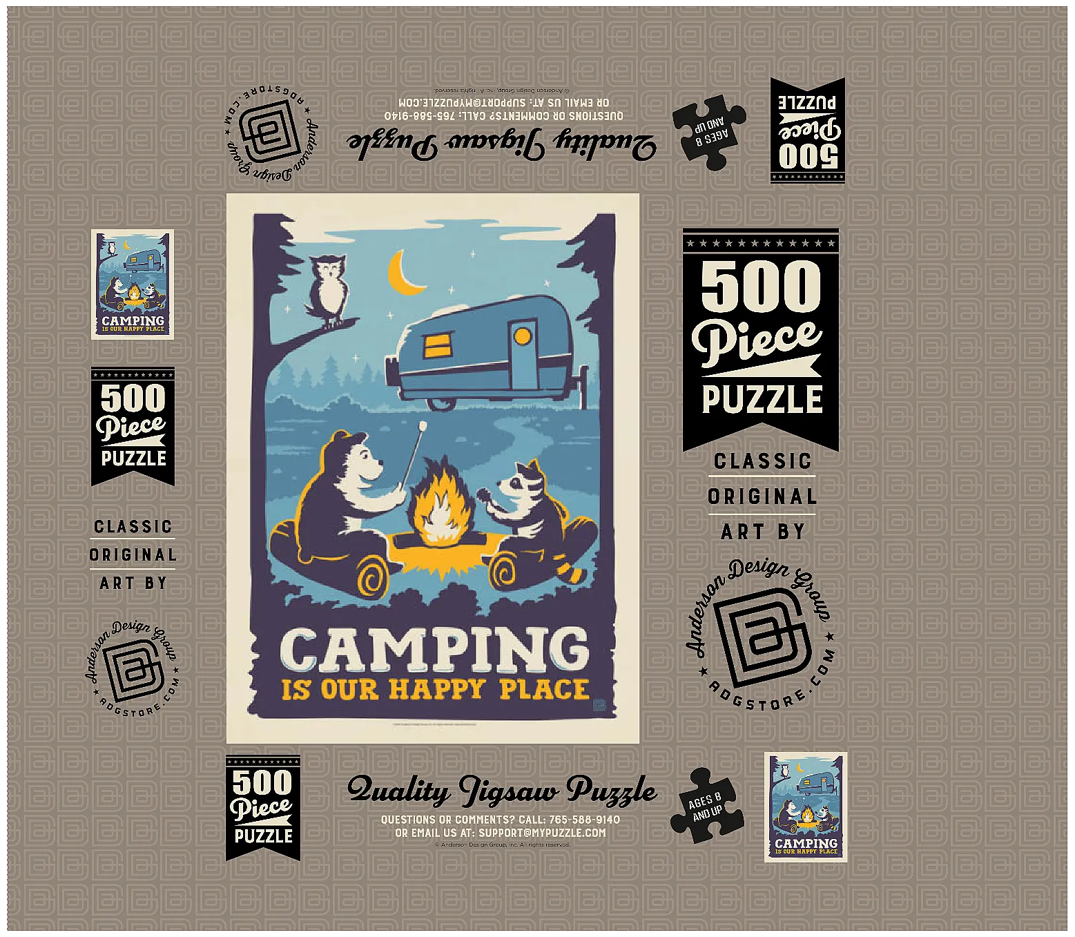Camping Is Our Happy Place! (Cartoon Critters), Vintage Poster