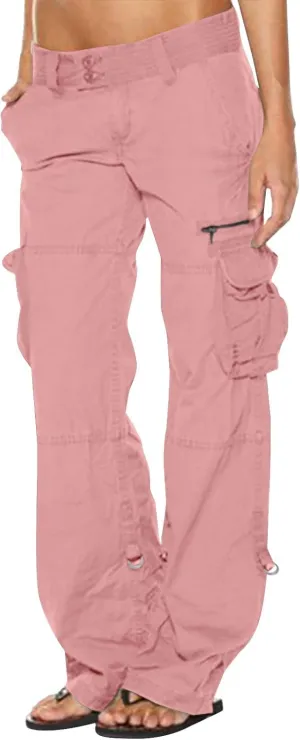 Cargo Pants for Women Mid Rise Pockets Baggy Trousers Loose Lightweight Hiking Pants Y2K Fashion Boyfriend Streetwear Pants
