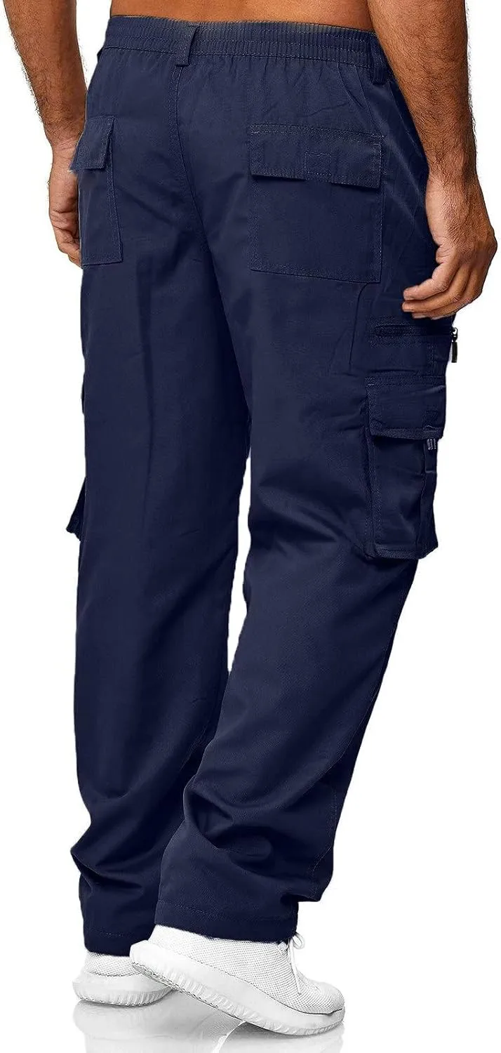 Cargo Sweatpants for Men Workout Pants Letter Print Fleece Casual Joggers with Pockets Mens Pants Classic Fit Pocket